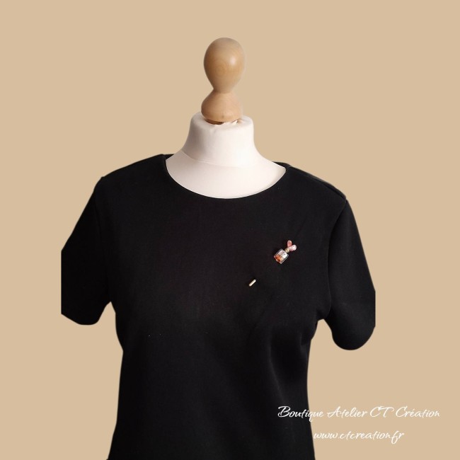 Fibule perle carré murano mandarine et beige 7