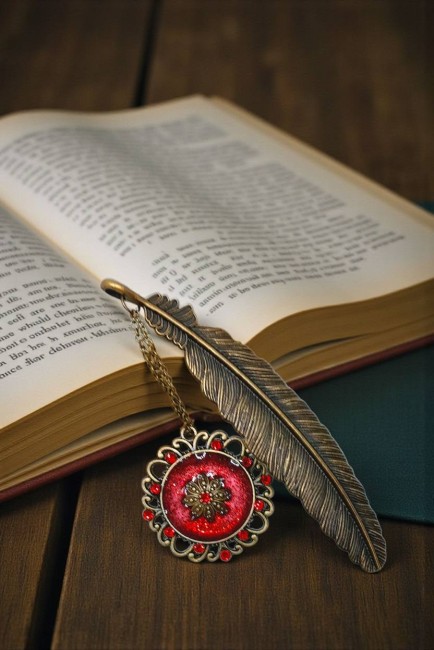 PLUME BRONZE Cabochon floral rubis 2