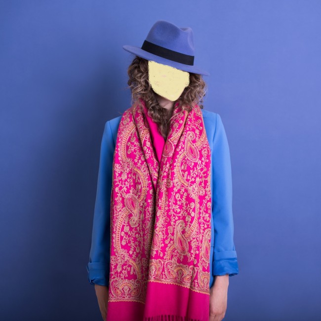 echarpe brodé fushia et or sz21348-1-1