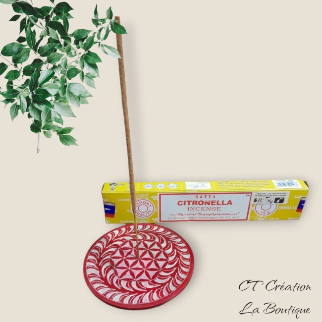 porte encens rond coloré fleur de vie-4