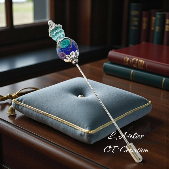 Fibule cristal et murano bleu 2