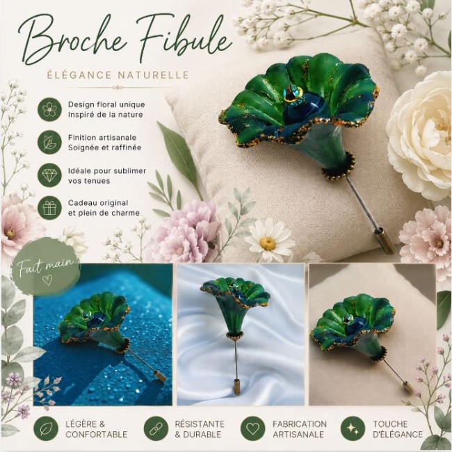 fibule florale verte