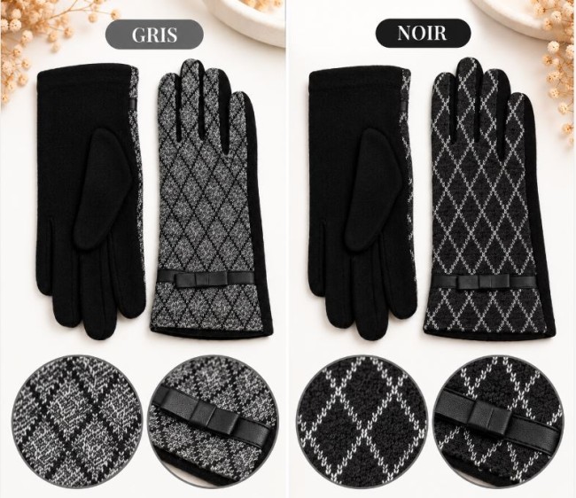 Gants fantaisies élégants Graphiques avec Noeud