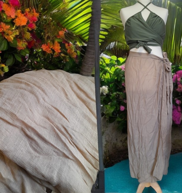 paréo beige effet froissé gaufré