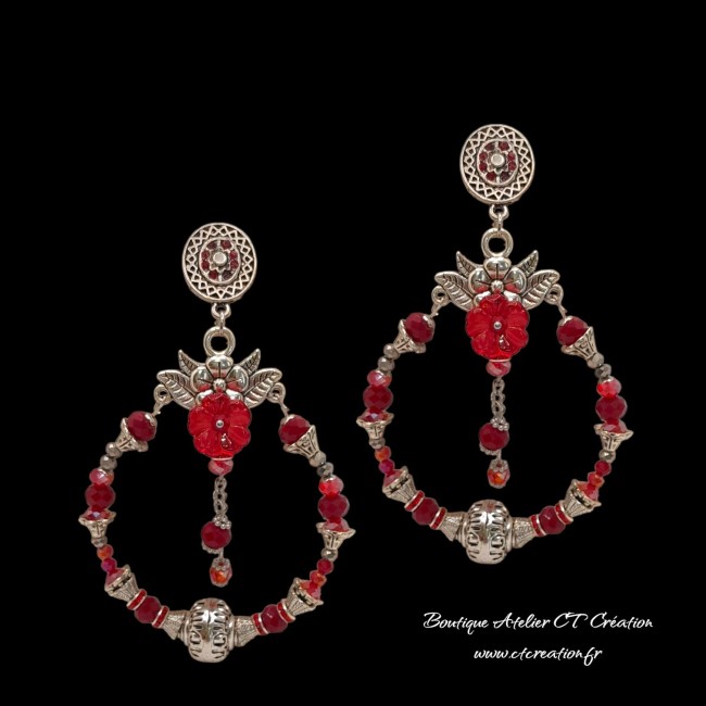 Créoles florales rouges 7