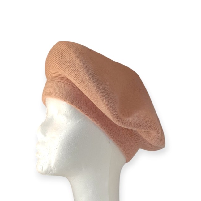 Beret maille jersey rose