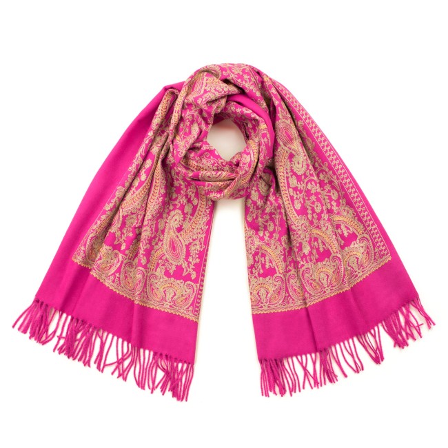 echarpe brodé fushia et or sz21348-1