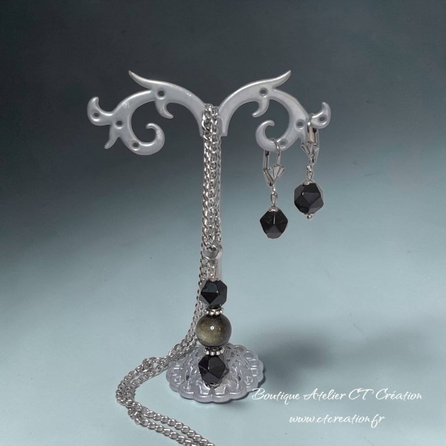 Obsidienne etoile facettes ensemble