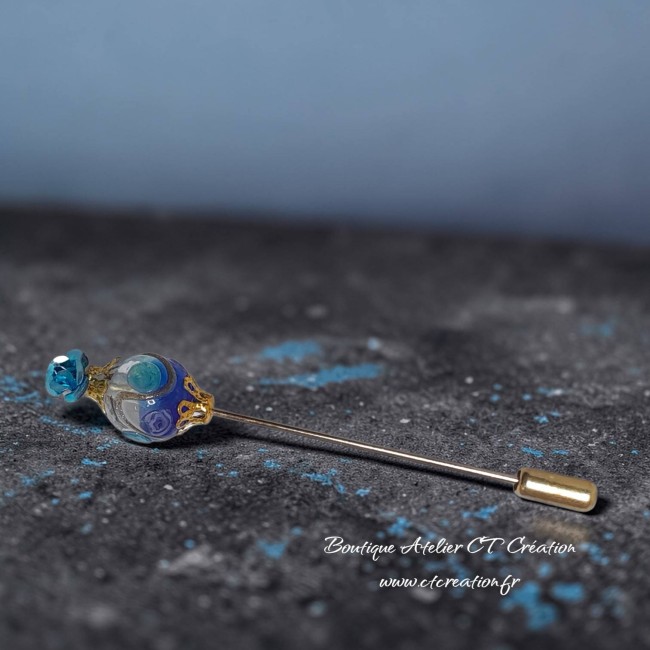 Murano fibule florale bleue 5