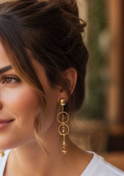 ATTRAPE SOLEIL perle cristal peche doré 2