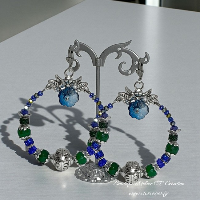 Créoles florales jade de malaisie 13