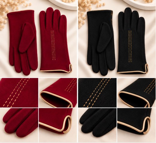 Gants femme fantaisies liseret dorés