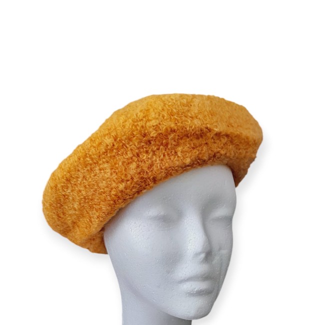 jy211 beret maille bouclettes jaune4