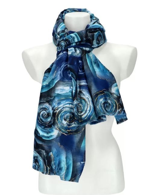 x763 Foulard floral bleu