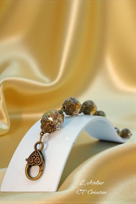 Victorine bracelet perle verre facette 16mm rondelle