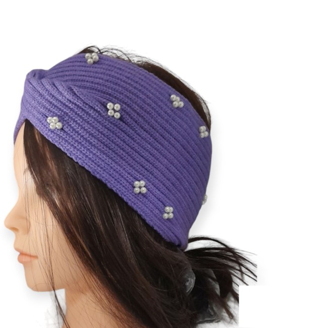 bandeau laine perlé violet cz24109-3-2