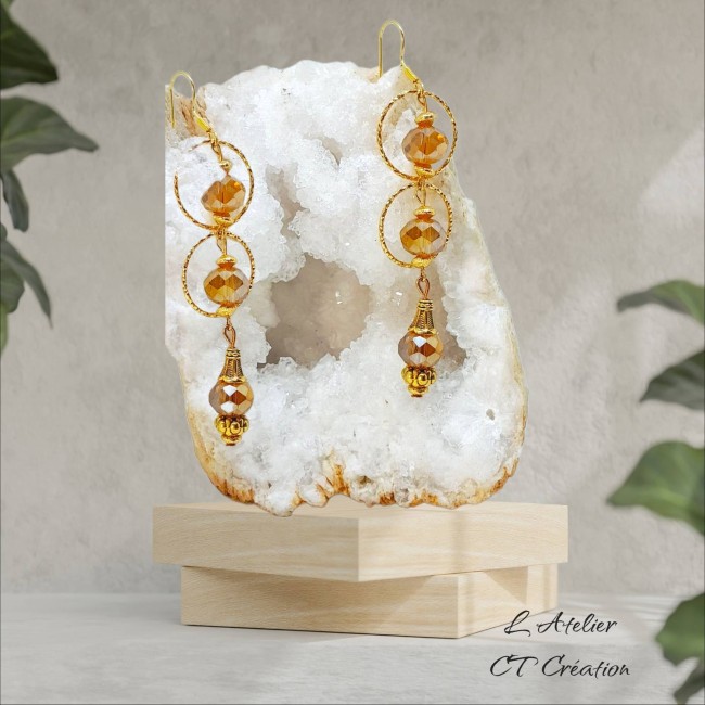 ATTRAPE SOLEIL perle cristal peche doré