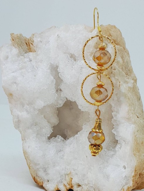 ATTRAPE SOLEIL perle cristal peche doré 1