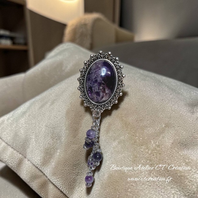 Broche pendentif améthyste 3