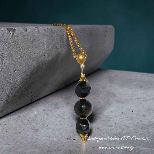 Obidienne 3 perles 6