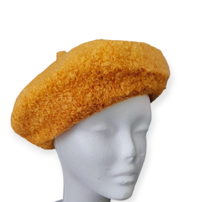 jy211 beret maille bouclettes jaune3