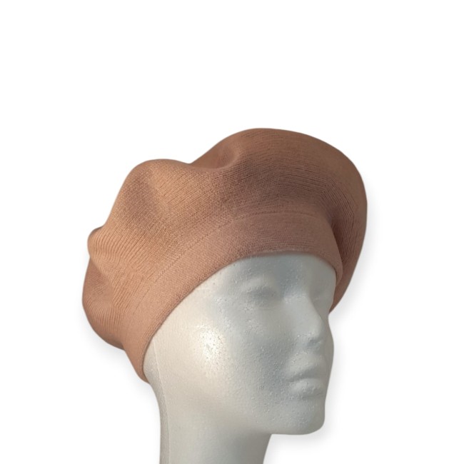 Beret maille jersey rose-2