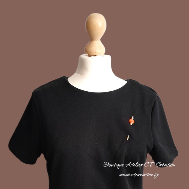 Fibule perle coeur orange verre murano 2