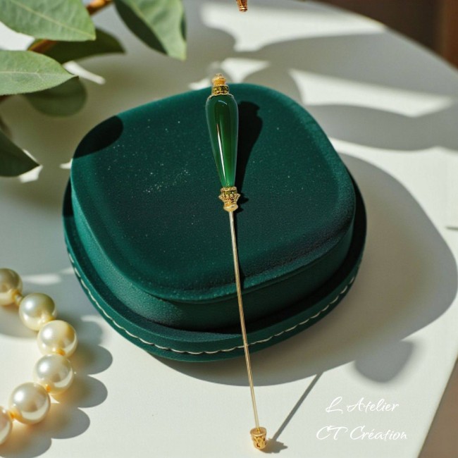 ALIENOR agate verte goutte