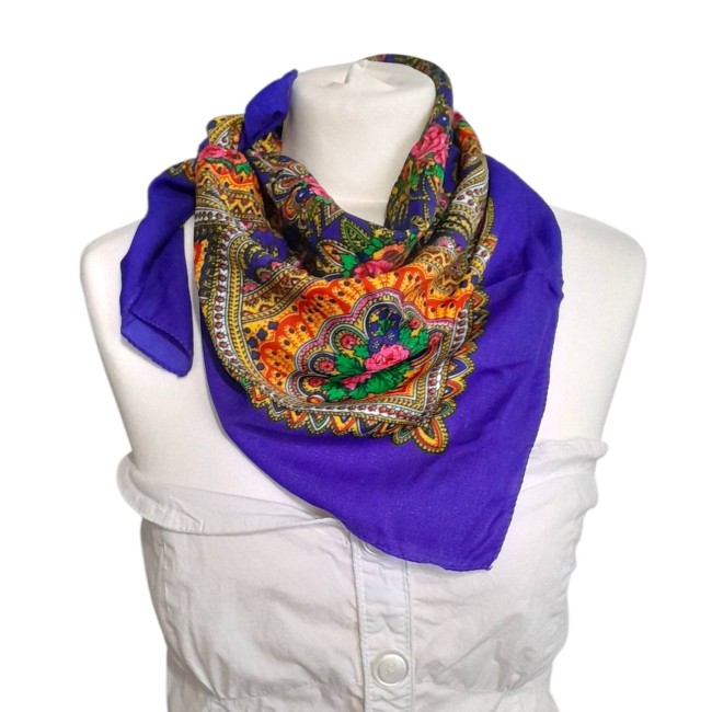 Foulard bleu saphir carré sz19918