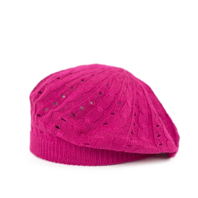 béret laine ajouré fushia cz21473-2