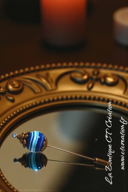 Agate bleue bronze 5cm