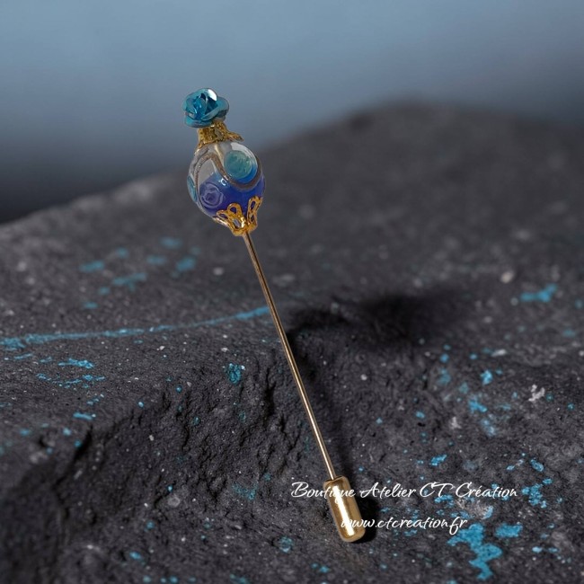Murano fibule florale bleue 1