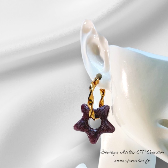 Etoile 20.5mm violet pailletés 5