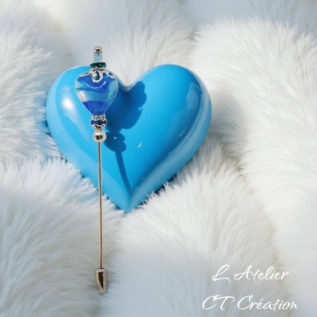 Agate bleu fibule 95mm 3