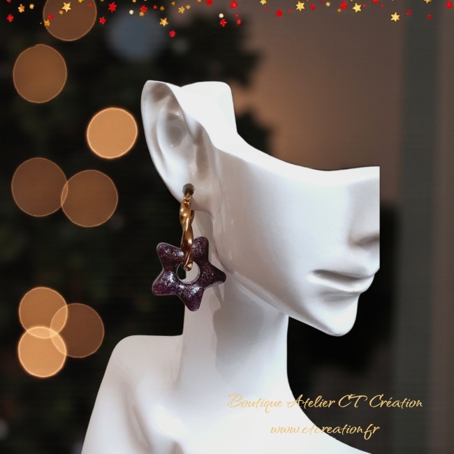 Etoile 20.5mm violet pailletés 4