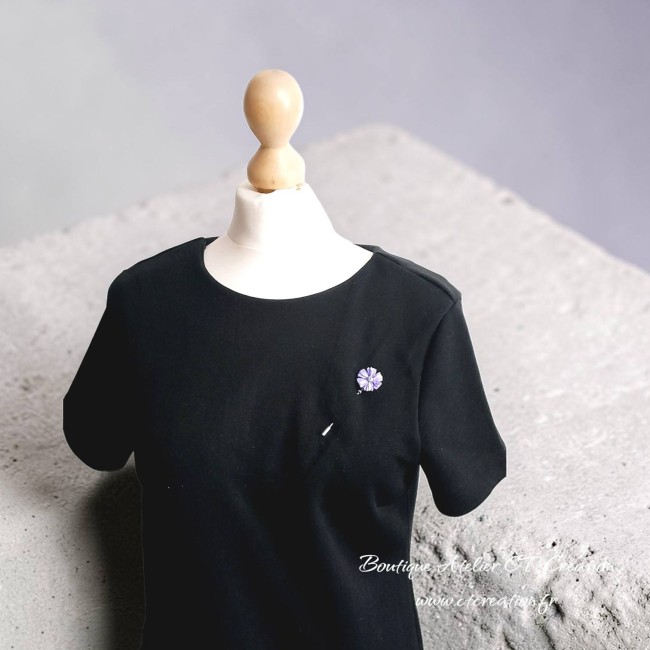 Céramique Fibule marguerite 23mm parme 2