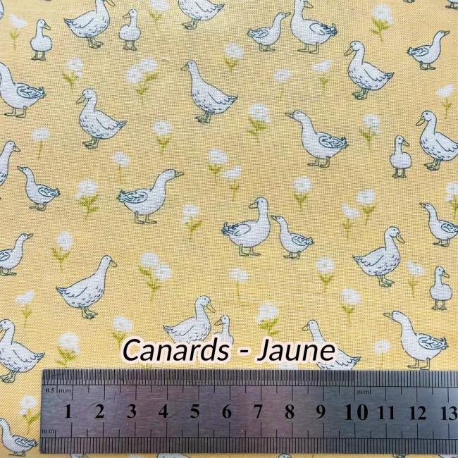Tissu coton Makower Little Ones – Canards jaune