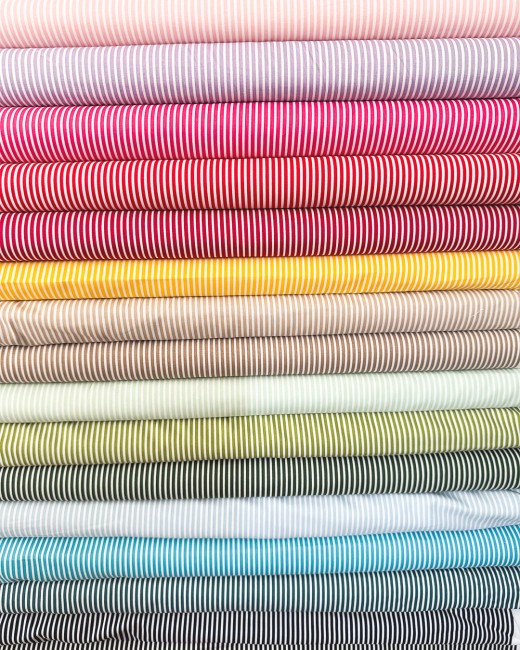16 coloris de Popeline Rayée Coton Poppy Fabrics