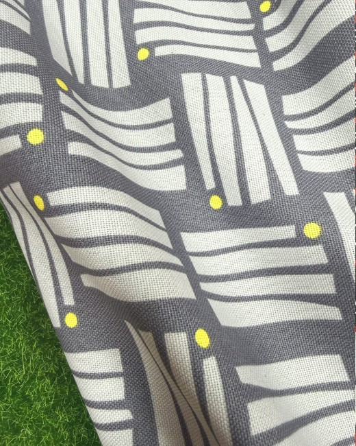 toile canvas gris motif graphique jaune