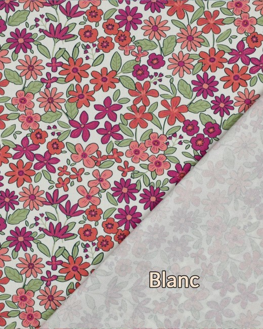 Toile Canvas motifs petites fleurs, fond blanc