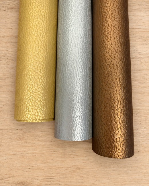 Simili cuir métallisé – doré, argent et bronze
