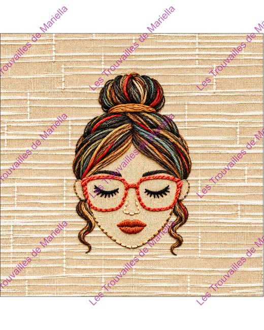 X080_ Broderie Chignon et lunettes (précommande)