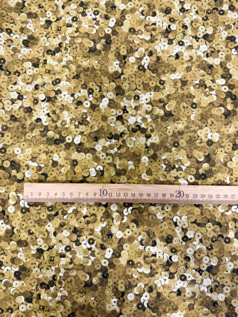 Toile demi-panama Sequins dorés – avec règle pour échelle du motif