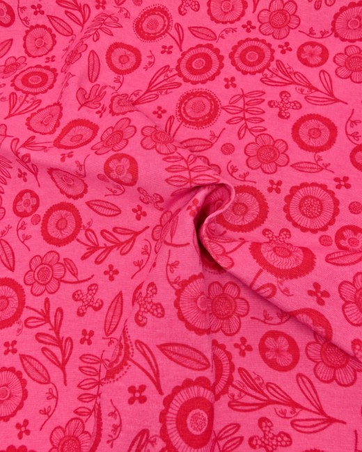 Toile demi-panama Folklore Fuchsia – Vue drapée