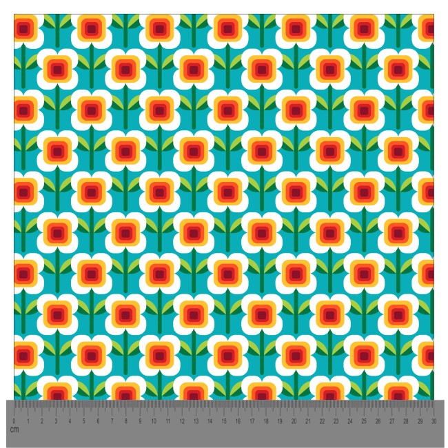 Daisy Retro Turquoise, Coupon créatif 50 x 70 cm imprimé à la demande "Daisy Retro Turquoise, Coupon créatif 50 x 70 cm imprimé à la demande"
