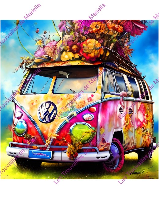 Panneau simili Combi Psychédélique 45x45cm