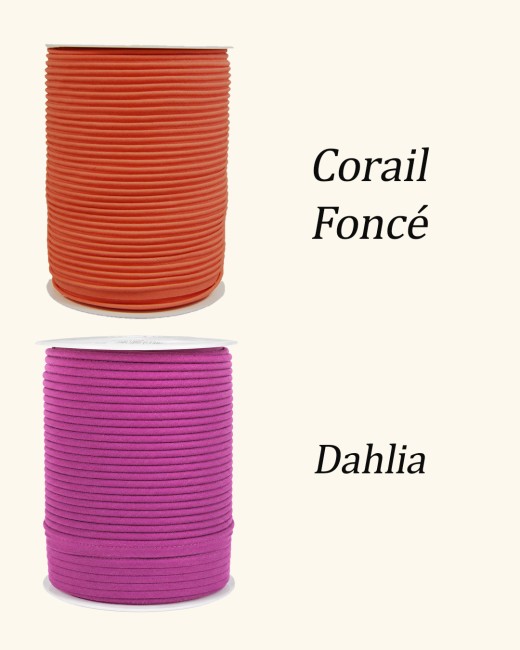 Passepoil coton uni corail foncé et Dahlia
