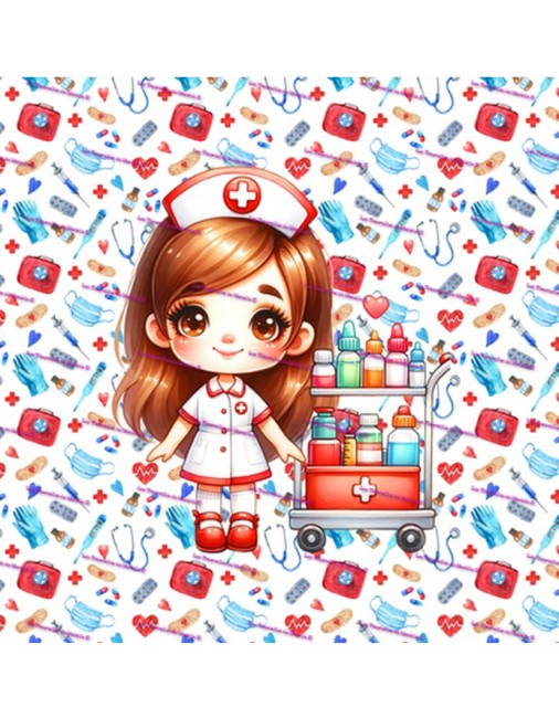 Coupon de coton imprimé petite infirmière