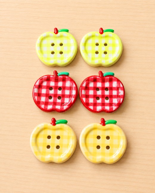 Boutons fantaisie pomme vichy 20 mm vendus par lot de 6