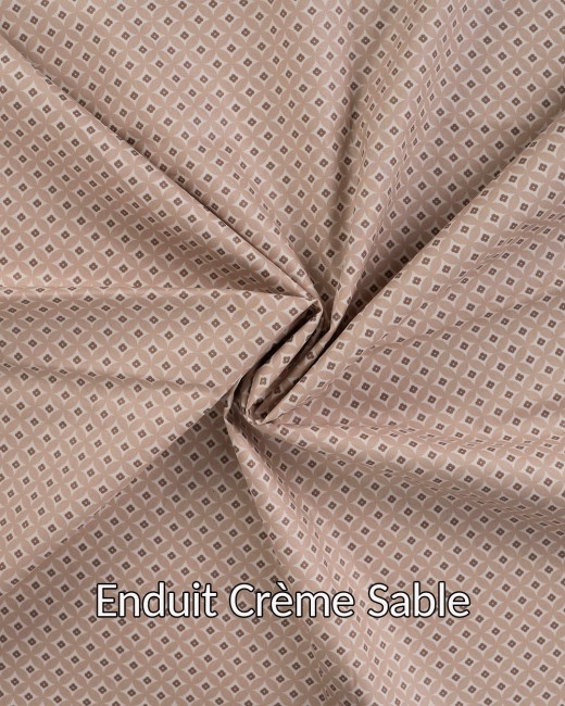 tissu coton enduit rétro crème sable pour accessoires et déco